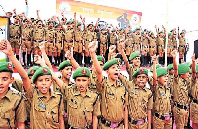 Cadets in formation during a Sainik School parade